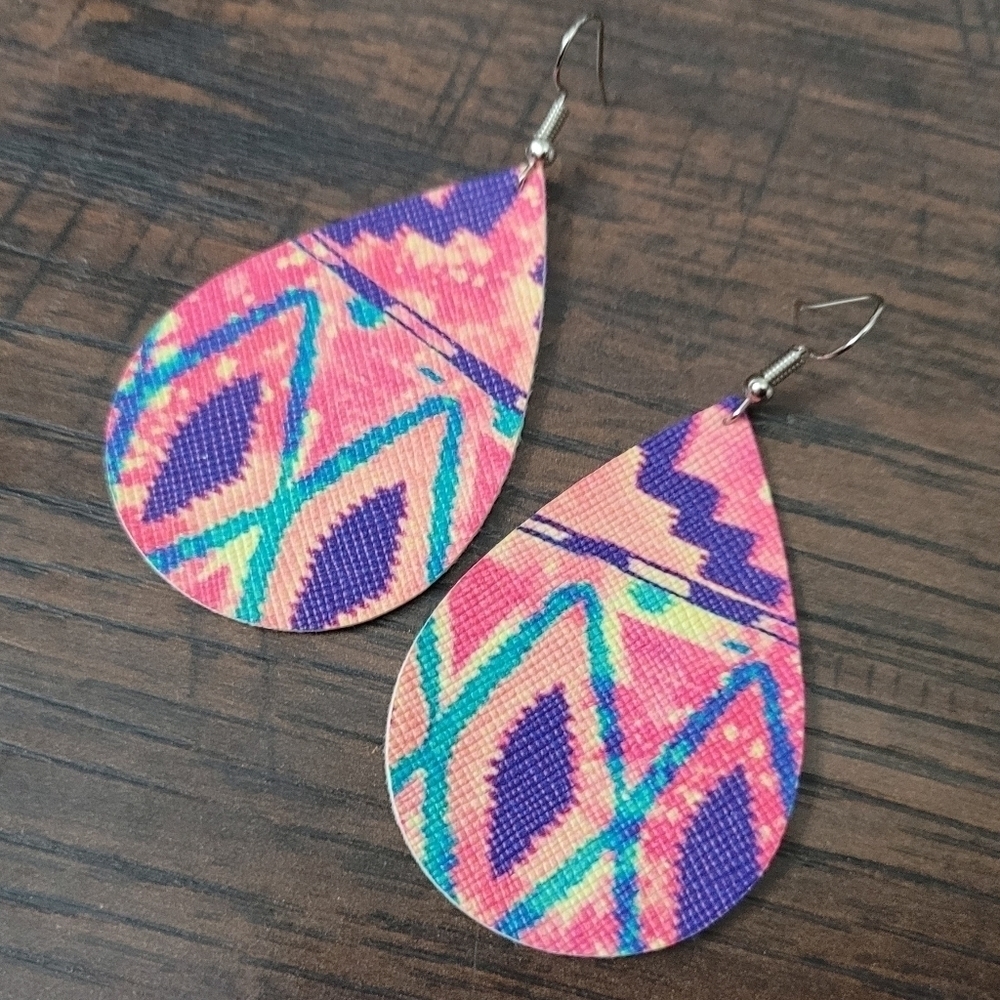 Bright Colored Faux Leather Earrings